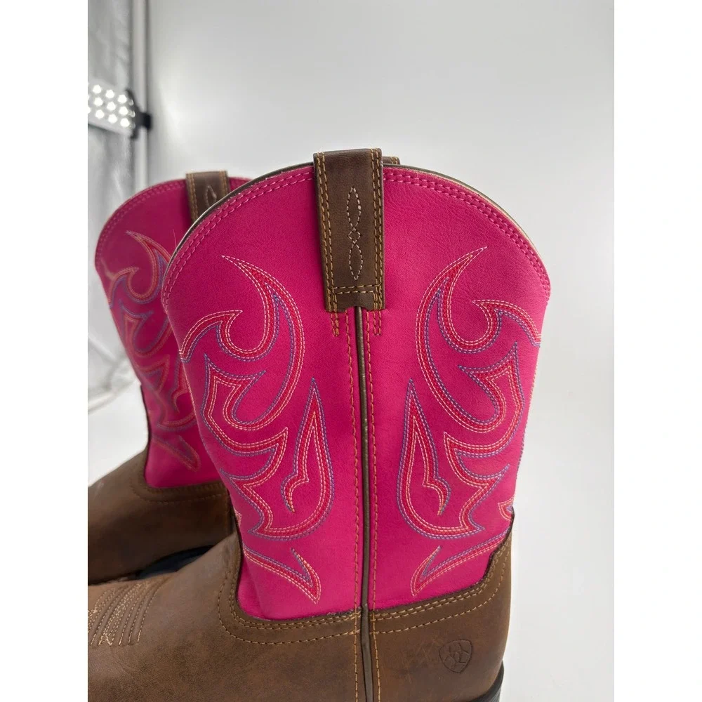 Ariat Youth Jr Champ Cowgirl Boots Size 3 Pink Faux Leather Square Toe 10029604
